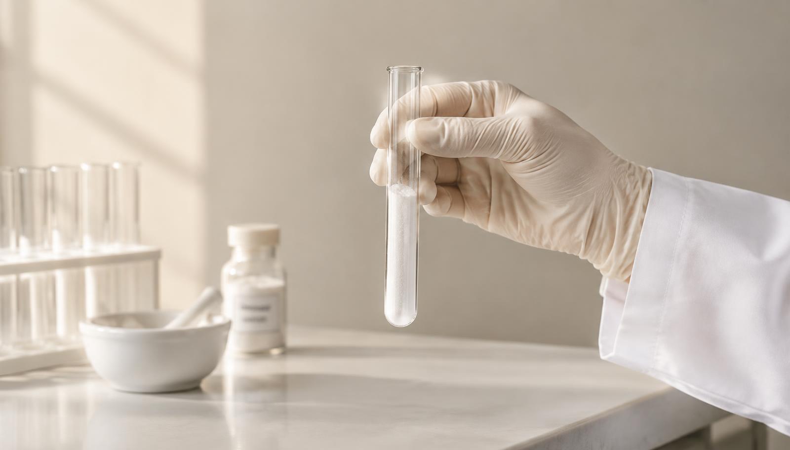 Supplement sample being examined in a laboratory